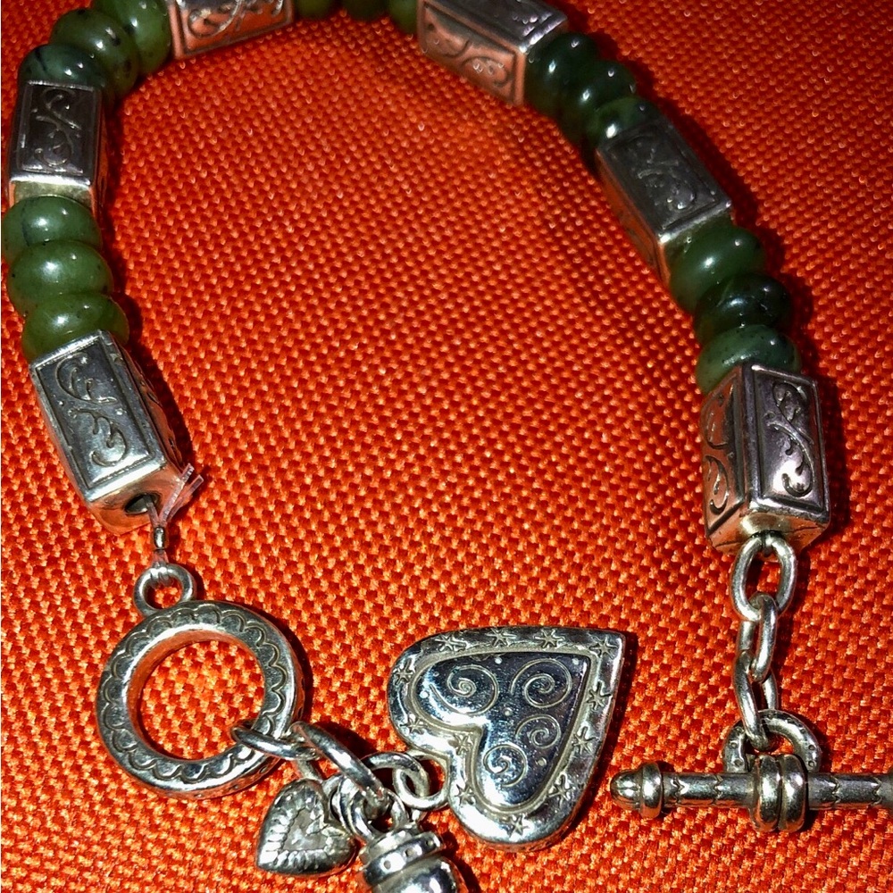 Acid tested Sterling & Jadeite 7 in Brighton styled Bracelet see test photos